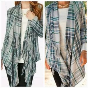 Matilda Jane Sweaters Matilda Jane Form A Line Plaid Waterfall Cardigan XL